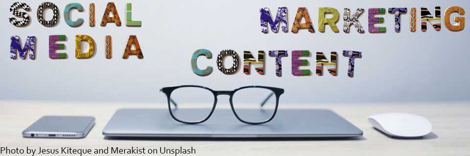 This is an image graphic that represents my marketing and content creation services.
                                              It is a picture of eyeglasses on a closed laptop overlooked by word art that says Graphics, Social Media, and Content.